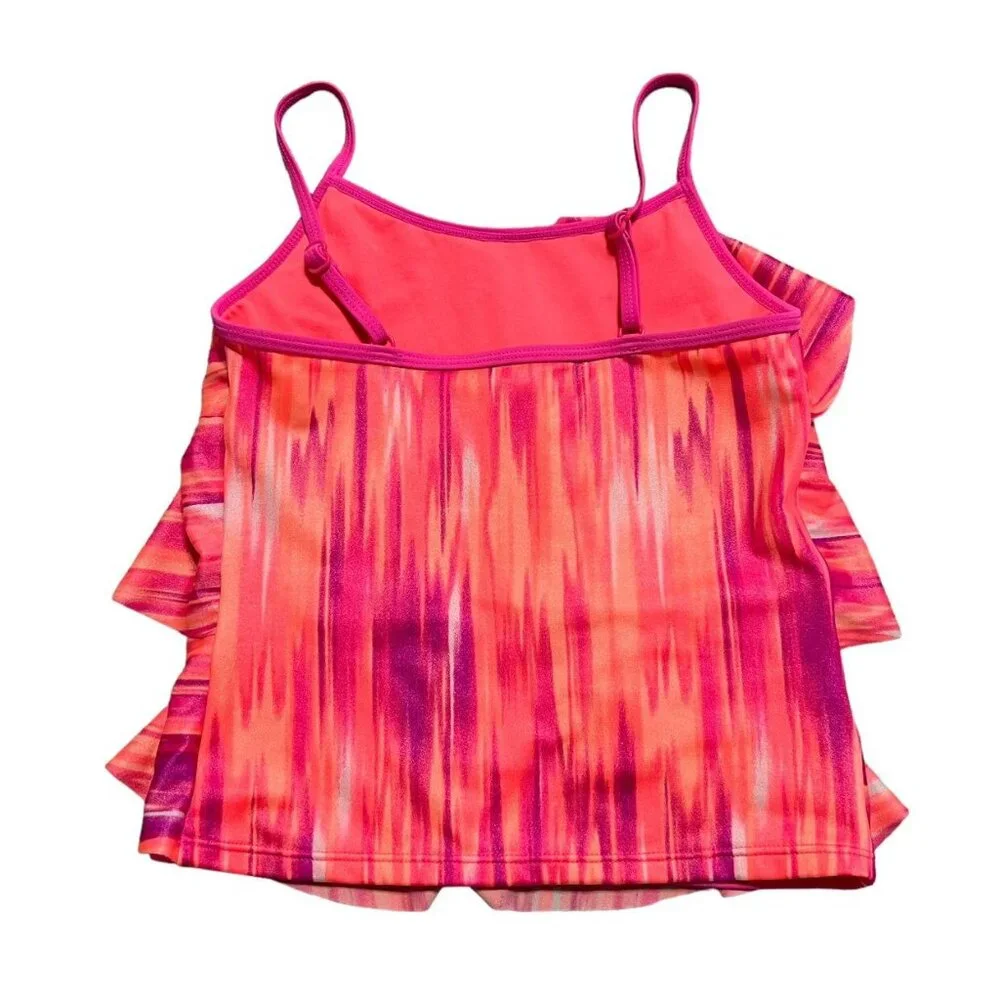 Justice Sz 12 Tiered Ruffle Tankini Swim Bathing Suit